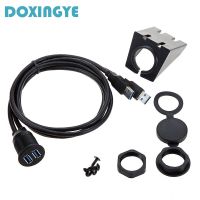 DOXINGYE 1M/2M Car Dash Flush Mount Double USB 3.0 Waterproof Extension Cable Lead Adapter M / F For Car Motorcycle Boat