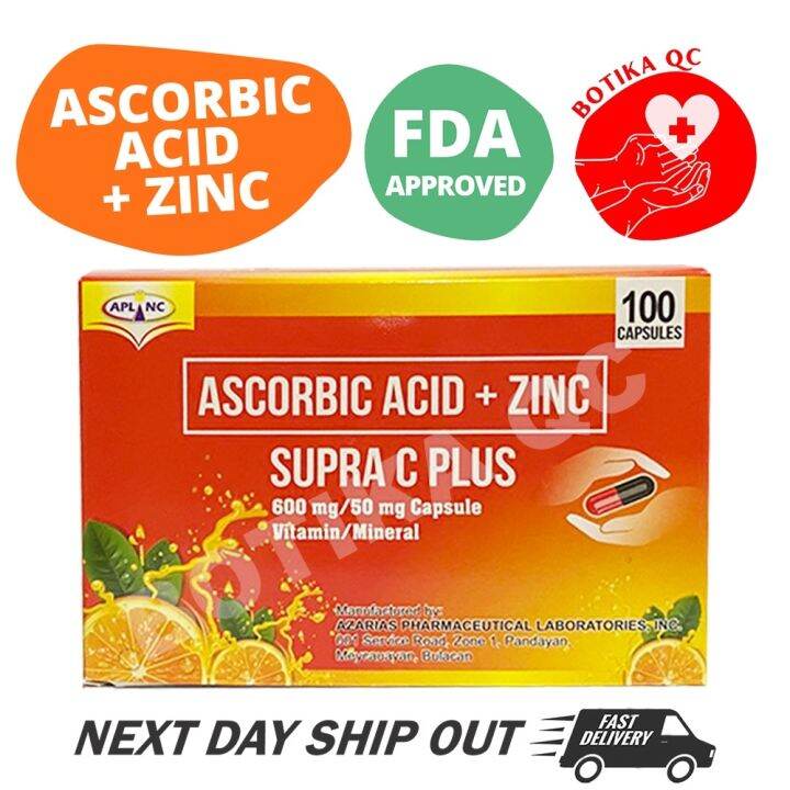 SUPRA C PLUS (10 CAPSULES) ASCORBIC ACID ZINC Lazada PH