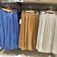 UNIQLO กระโปรงซาตินกระโปรงมีจีบยาวปานกลางสำหรับผู้หญิง,ใหม่ฤดูร้อน2023 456442สำหรับผู้หญิง