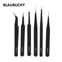 BLAUBUCHT แหนบอิเล็กทรอนิกส์6ชิ้น,แหนบต้านไฟฟ้าสถิตย์สำหรับการผ่าตัดทางกายวิภาคกันเครื่องมือแม่เหล็ก SMD แหนบสำหรับบัดกรี