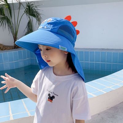 【CC】 Baby Hat Double-sided Beach Hats Breathable Cartoon Children Cap Boys UV Protection