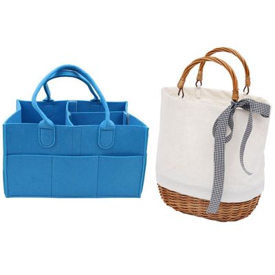 Baby Diaper Toys,Daily Necessities,Organizer,Portable Storage Bag Blue &amp; Bag Waterproof Women Rattan Clutch Handbag