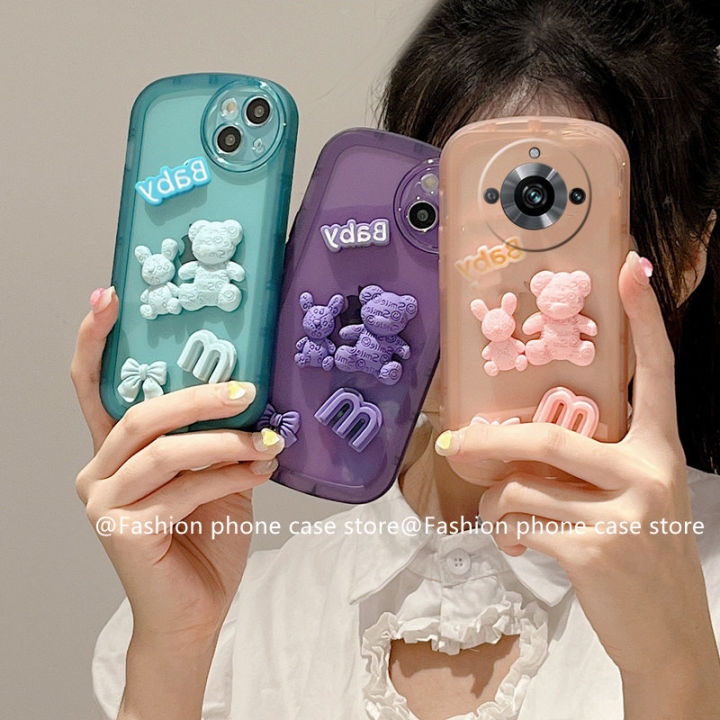 เคสโทรศัพท์-realme11pro-phone-case-เคส-realme-11-pro-plus-5g-เคสตุ๊กตาหมีโบว์สีเลนส์ใสป้องกัน2023แบบนิ่ม