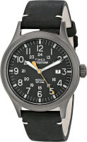 Timex Mens TW4B01900 Expedition Scout 40 Black Leather Strap Watch