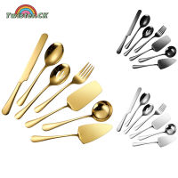 ShiningLove 7pcs Stainless Steel Flatware Set Cake Server Slotted Spoon Cake Shovel Serving Utensil Hostess Buffet Catering Dinnerware Set