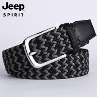 JEEP SPIRIT เข็มขัดถักผู้ชาย,เข็มขัดยางยืดไม่มีรูเข็มขัดผ้าแคนวาสสำหรับผู้ชายกางเกงยืดลำลองแบบธุรกิจเข็มขัดถัก