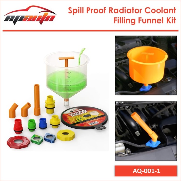EPAuto Spill Proof Radiator Coolant Filling Funnel Kit 