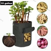 10 Gallon Garden Grow Bags Flower Vegetable Aeration Planting Pot Container Fruit Plants Growing Planter Pouch Handles YB21TH