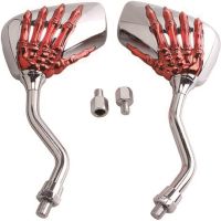 2pcsSet Universal Motorcycle Two-color Ghost Chrome SKELETON Skull HAND Claw Side Mirrors Claw Mirror Rear View For Motorbike