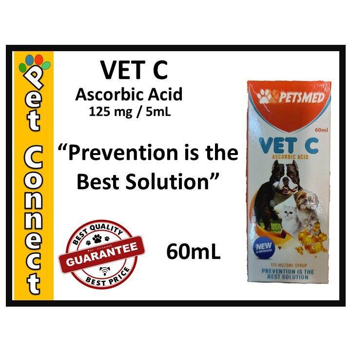 Vet C Ascorbic Acid 125mg/5mL for Dogs and Cats 60mL Petsmed Vitamin C