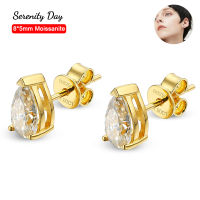 Serenity วันคลาสสิก S925แผ่นเงิน18พันทองหูสตั๊ดฝัง D สี5*8มิลลิเมตรลูกแพร์ Moissanite ต่างหูสำหรับผู้หญิงเครื่องประดับ