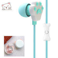 YYDS? หูฟังแบบมีสายขนาด3.5มม.สำหรับสาวๆ CUTE Cat PAW In-Ear Headphone พร้อม MIC GAMING STEREO หูฟังสำหรับ Samsung Xiaomi