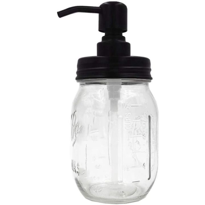 8-pack-mason-jar-soap-dispenser-lid-painted-black-rust-proof-lotion-dispenser-lid-for-regular-mouth-mason-jar