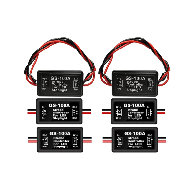 6PCS GS-100A Brake Light Flasher Module DC 12-24V 2A 24W High Brake Controller Tail Lamp Safety Prompt Controller