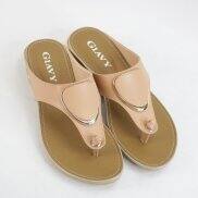 Dép kẹp đế cao GIAVY, Dép đế cao 2,5 cm quai da PU cao cấp