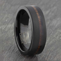 MenS Fashion Wood Inlaid Black Tungsten Carbide Male Ring Wedding Engagement Jewelry Gift