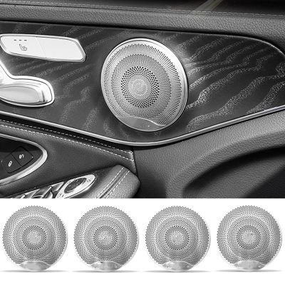 4Pcs Car Door Audio Speaker Decor Cover Loudspeaker 3D Trim Sticker For Mercedes Benz AMG C E Class W205 W213 GLC Car Styling