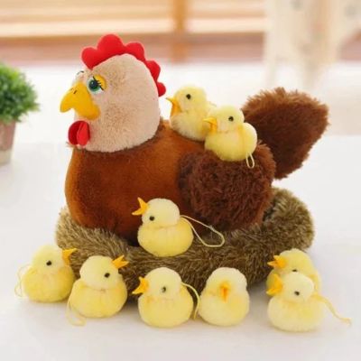 Kawaii ของเล่นตุ๊กตาไก่ไก่น่ารักรังเจี๊ยบเหมือนจริงยัดไส้สัตว์คริสต์มาสของเล่นของขวัญสำหรับเด็กการศึกษาเด็กอ่อนของเล่น