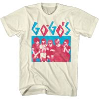 เสื้อยืดผู้ชายสีชมพูพิมพ์ลาย Go-Gos Rock Band สีชมพู  6YTM