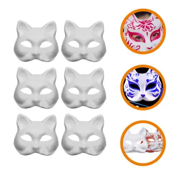 10 Pcs Hand Painted Pulp Masks Halloween Half Fox Blank Aldult Miss Child