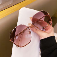 ใหม่ Rimless แว่นตากันแดดวินเทจขนาดใหญ่ผู้หญิง UV400 Retro Shades แว่นตาแฟชั่น Big Face ดูเล็ก