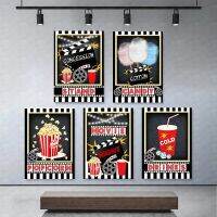 ภาพยนตร์ Night Party ธีมโลโก้โปสเตอร์โรงละคร Wall Art, Popcorn,ป้ายฟิล์มภาพวาดผ้าใบ Cinema Art พิมพ์สำหรับ Modern Home Decor