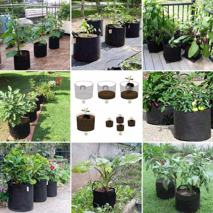 ส่งไว-กระถางต้นไม้-smart-pot-grow-bag-ถุง-ปลูกต้นไม้-สวน-ขนาด-1-2-3-5-7-10-20-แกลลอน-เลือกจำนวนได้-ใช้ซ้ำได้-อายุใช้งานยาวนาน-fabric-bag-ถุงเพาะปลูก-heavy-duty-plant-flower-pot