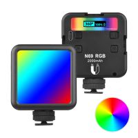 N69 RGB LED Video การถ่ายภาพแบบพกพาเติม60PCS ลูกปัดโคมไฟสว่างสูง CRI 95 + Bi-Color 2500K-9000K Lamp