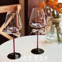 Luxury black bow tie red wine glass belly cup Burgundy imported crystal home goblet decanter set whiskey glass