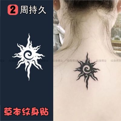 Herbal Dark Sun Totem Tattoo Sticker Juice Waterproof Lasting For Men And Women