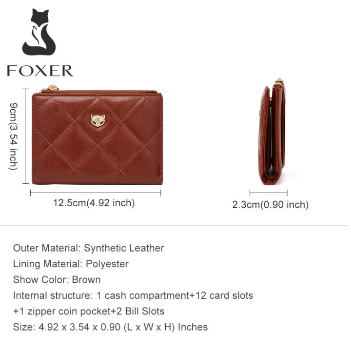 กระเป๋าสตางค์แบบมีซิปหนังแยกผู้หญิงแบรนด์-foxer-สำหรับผู้หญิงกระเป๋าเก็บบัตรแฟชั่นคุณภาพสูงกระเป๋าเงินใส่เหรียญทรงสั้นและกระเป๋าแบบคลัตช์