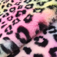 50cm*150cm Rainbow Gradient Plush Fabric Rabbit Fur Colorful Tie-dye Rabbit Down Leopard Print Pillow Toy Shoe Material