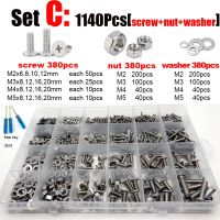 2100x M1.6 M2 M2.5 M3 M4 M5 304 Stainless Steel Cross Phillips Flat Ultra Thin Head Screw Bolt Nut Washer Assortment Set Kit Box