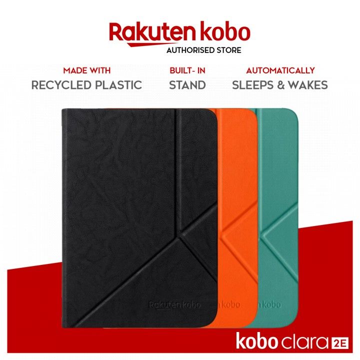 Rakuten Kobo Clara 2E eReader SleepCover Case - Black/Coral Reef