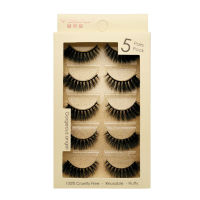 AWEI1 5คู่ขนตาปลอมที่ละเอียดอ่อนสามมิติเรียว Handmade Mink Hair Eye Lash สำหรับสตรี