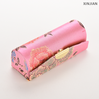 ? [XINJIAN] ร้อน Retro Brocade ปักดอกไม้ออกแบบลิปสติกกล่องที่ใส่กระจก