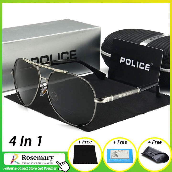 [100 Original][4 In 1]Rosemary1 Police Men’s Polarized Sunglasses Luxury Brand UV Protection