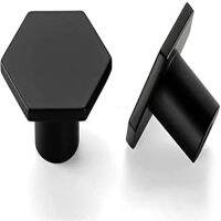 [HOT NNQJKYIYWHG 512] Matte Black Cabinet Knobs Dresser Drawers Knobs 1 1/5 Inch Kitchen Cabinet Hardware Cabinet Knobs Solid Hexagon Dresser Knobs