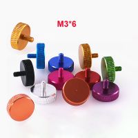 5Pcs M3x 6mm Colourful Anodized Aluminum Hand Tighten Screws 15x5mm Grid Knurled Head Thumb Screw Computer Case DIY Screw