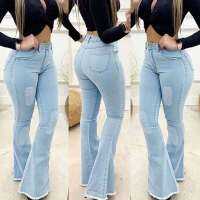 SuperCWWW Denim Jeans High Waist Stretch Baggy Pants Ripped Sexy Elegant Woman Wide Leg Flare Pant. Jean Femme Trousers Pantalon