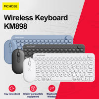 MC KM898 (1 Set) Wireless Bluetooth Keyboard Mouse Set Dual Mode Keyboard - Connect 3 Devices Rechargeable Silent Portable Keyboard for Mac Desktop PC Laptop Tablet Gaming Business Office Use
