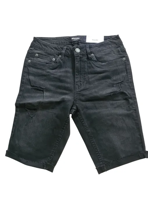 Bluenotes Mens Slim Fit Ripped with Unfinished Hem Denim Shorts