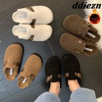 2023 Winter Warm Ladies Flat With Furry Shoes Fashion Buckle Strap Women Mules Fur Slippers Casual Outdoor Indoor Female Slides