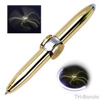 【LZ】❡♞๑  Multifunctional Decompression Finger Rotate Luminous Gyro Pens Toy Fidgets Spinner LED Light Ballpoint Pen Metal Gyro Pen Gift