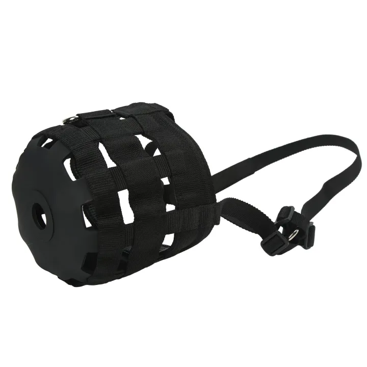 Black Horse Grazing Muzzle Easy Breathe Horse Mouth Cover with Large