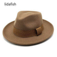 lidafish New Soft Wool Fedora Hats For Men Women Autumn Winter Curved Brim Vintage Trilby Jazz Hat Panama Party Hat