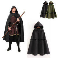 ฮาโลวีนยุคกลาง Archer Cape Wizard Coat ลำลองแขนกุดสีดำเสื้อคลุมกว้างเปิดผ้าขนสัตว์ Outwear หญิงละครเครื่องแต่งกาย