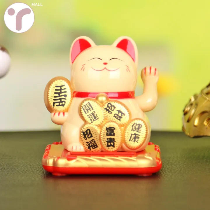 2.5 inch Cute Shaking Hands Solar Lucky Fortune Cat Wealth Waving Figurines