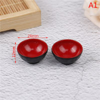 Lokei 2pcs 1:12 dollhouse Miniature Red BOTTOM Bowl ครัวอาหารอาหารของเล่น