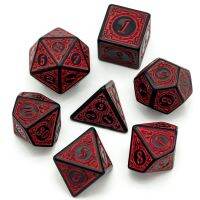 【LZ】 Poliédrico Poliédrico Dice Set Warhammer Role Playing Board Game Tabletop RPG D   D Poludie Red Janela Malha DND D4   D20 7pcs por conjunto